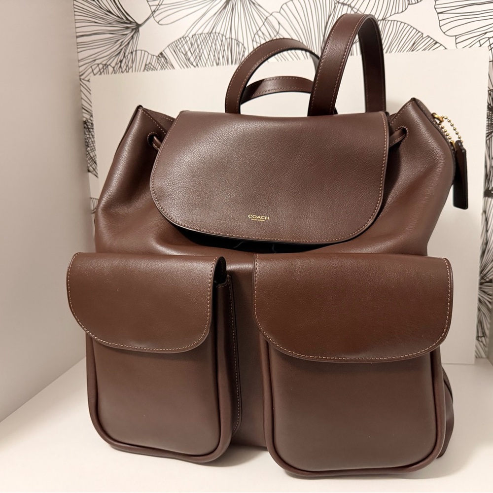 Authentic Coach Crosby 28 Backpack – Natural Grain Leather – Maple- New with Tag - Picture 5 of 11